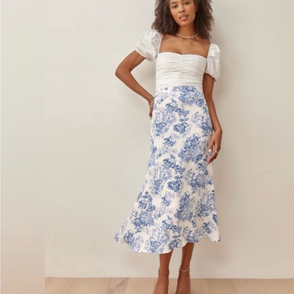 Reformation Bea Skirt Olympia Blue